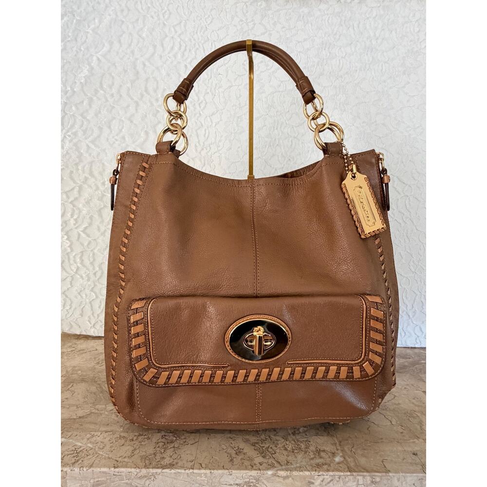 Rare luxury Coach Devin XL Brown Expandable Bag With Whipstitch Detail 15995 - Picture 3 of 16